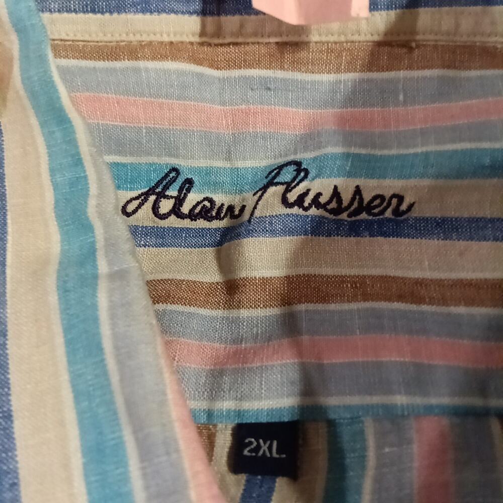 Alan Flusser 100% Linen Button Up Shirt Sz. 2XL Coastal Beach Vacation - Picture 3 of 4